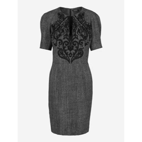 ETRO Knee Length Embroidered Dark Gray Wool Dress 48/ 12 NWT $1,680 - Picture 1 of 16